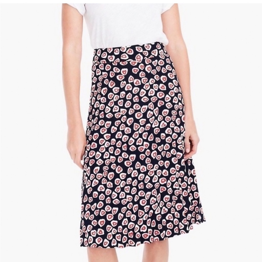 J.Crew Heart Print Crepe Skirt